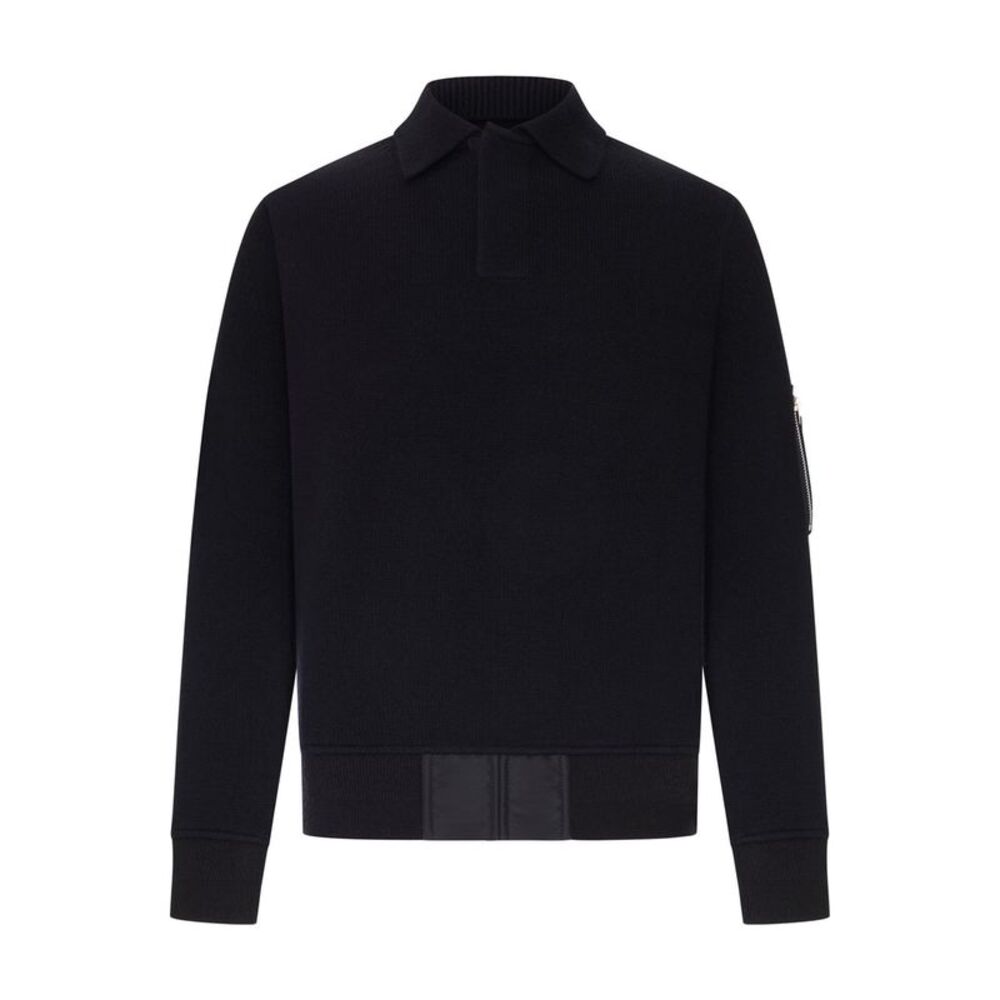 Sacai Men Knitted Polo Shirt With Zip Detail